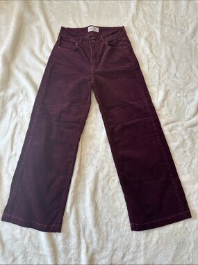 GAP HIGH STRIDE Women’s Wide-Leg Wine Corduroy Pants Sz 29 Classic Comfy Stretch